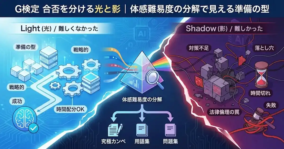 G検定 合否を分ける光と影｜体感難易度の分解で見える準備の型
