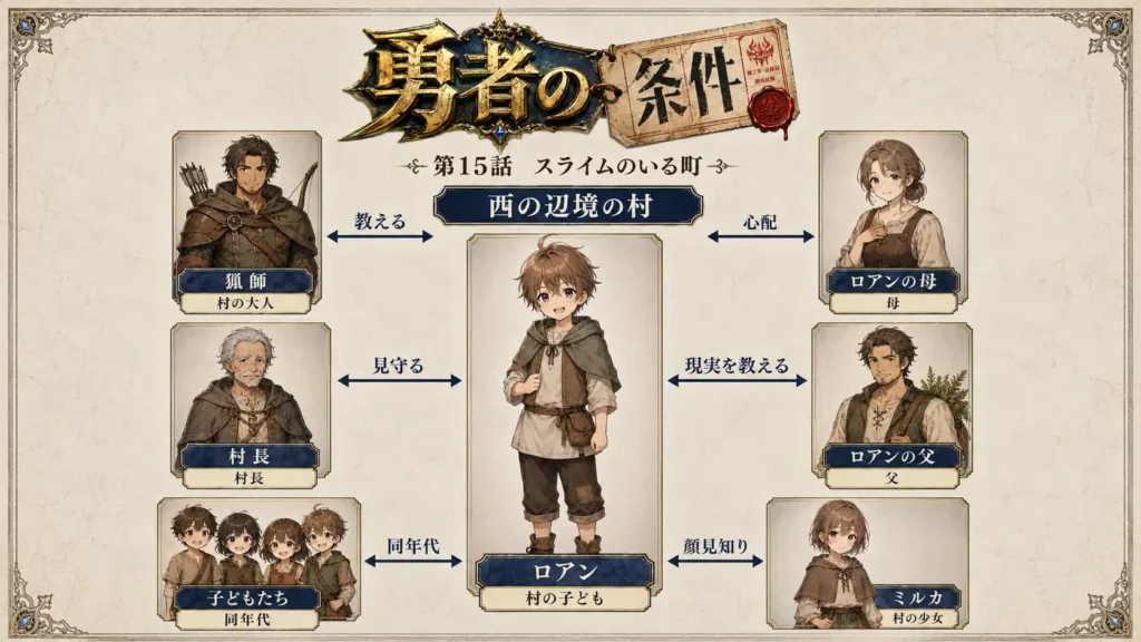 勇者の条件 第15話 スライムのいる町 人物相関図