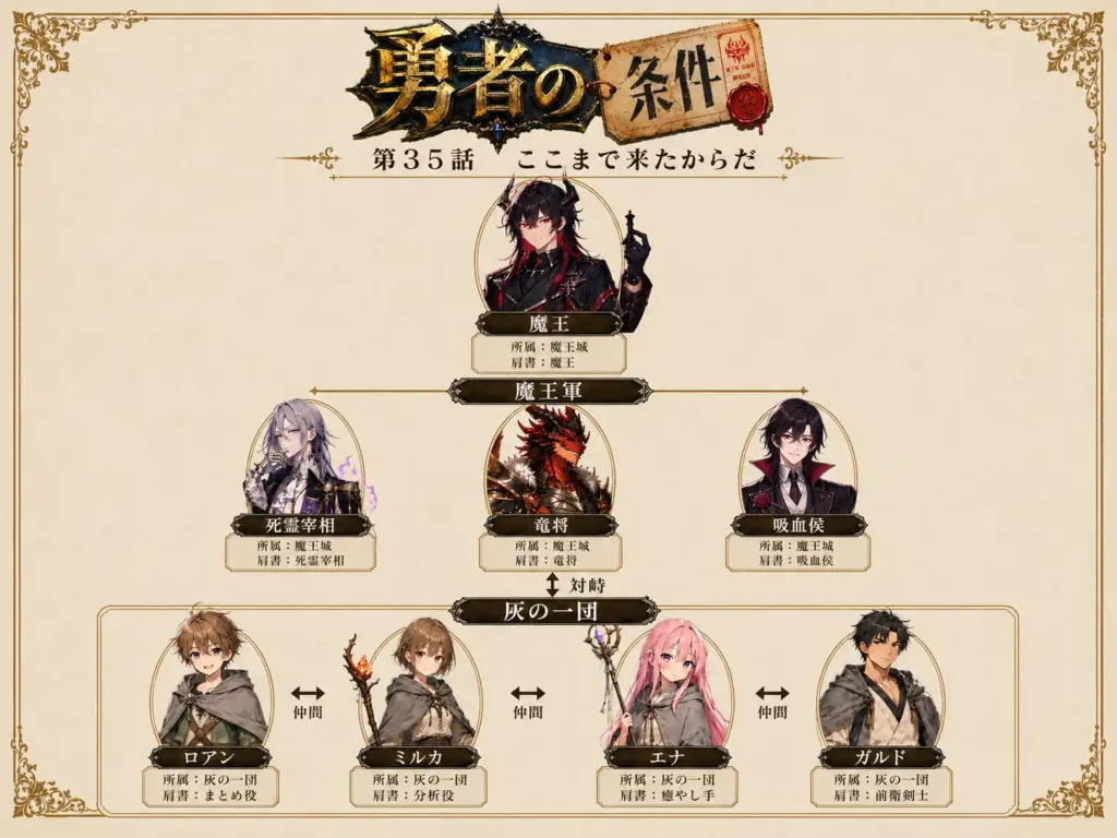 勇者の条件 第35話 ここまで来たからだ 人物相関図